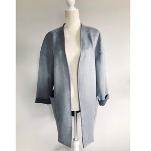 Zara Faux Suede Jacket in Dusty Blue